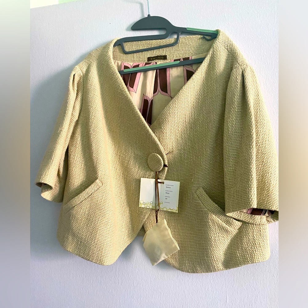 KELINIA JACKET LINED WITH ELBOW SLEEVES COTTON/RAYON, SIZE 36(6)